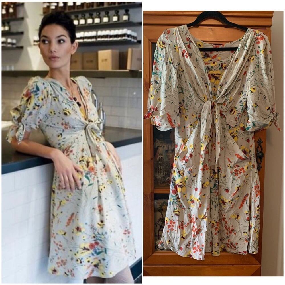 Anthropologie Yoana Baraschi $185 silk Bijoux Doux floral dress Small